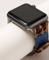 Animal Print Calf Hair Denim Watch Band