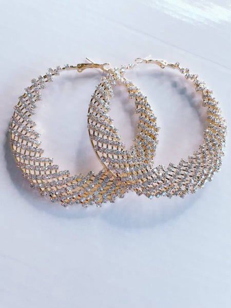 Big Rhinestone Hoop Earrings