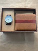 Men's Bi-fold Leather Wallet & Analog Quartz Watch Set