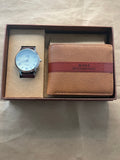 Men's Bi-fold Leather Wallet & Analog Quartz Watch Set