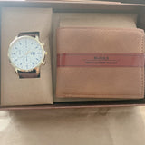 Men's Bi-fold Leather Wallet & Analog Quartz Watch Set