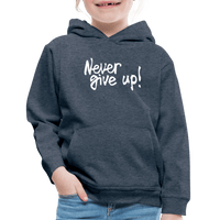 Never Give Up Hoodie - heather denim