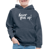 Never Give Up Hoodie - heather denim